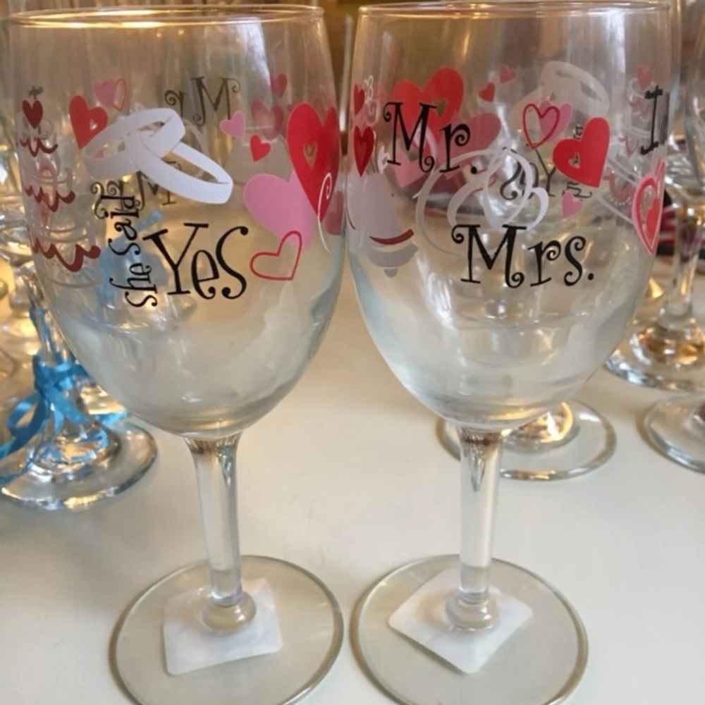 Pair of Mr. & Mrs. ‘I Do’ Wine Glasses.